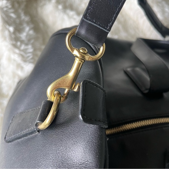 VTG Coach Black Leather Weekender Travel Duffle Bag w/ Shoulder Strap & Hangtag - Picture 12 of 15